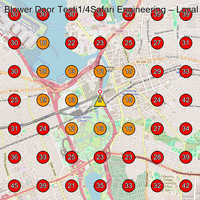 Blower Door Testi1/4Safari Engineering GeoGrid visibility map for Construction Company in Flushing